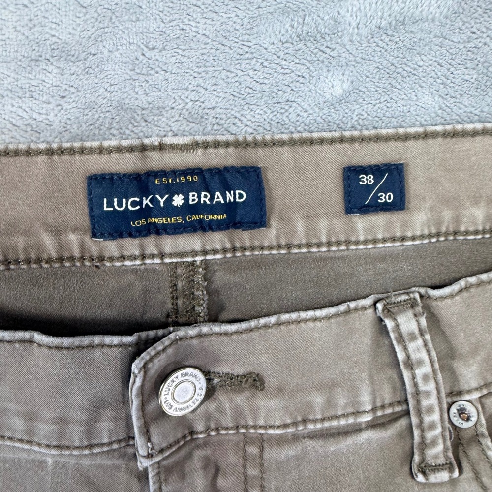 Lucky Brand 410 Athletic Slim Jeans Men's‎ Size 38x28 Brown Tan Denim *Hemmed* - Picture 3 of 8